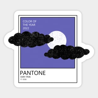 VERY PERI PANTONE Color. The moon behind the clouds Sticker